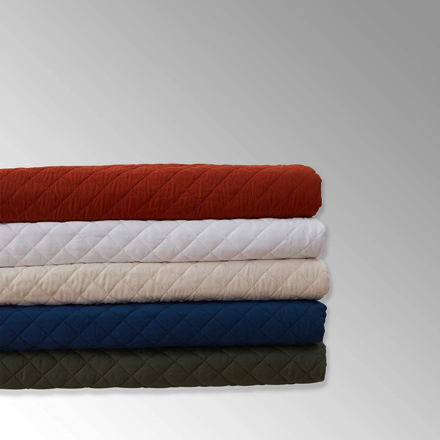 King Size Brunt Orange Quilt Set - Lightweight Reversible Comforter Bedspread with Rust Diamond Quilting, Includes 1 Quilt and 2 Pillow Shams, Ideal for All Seasons