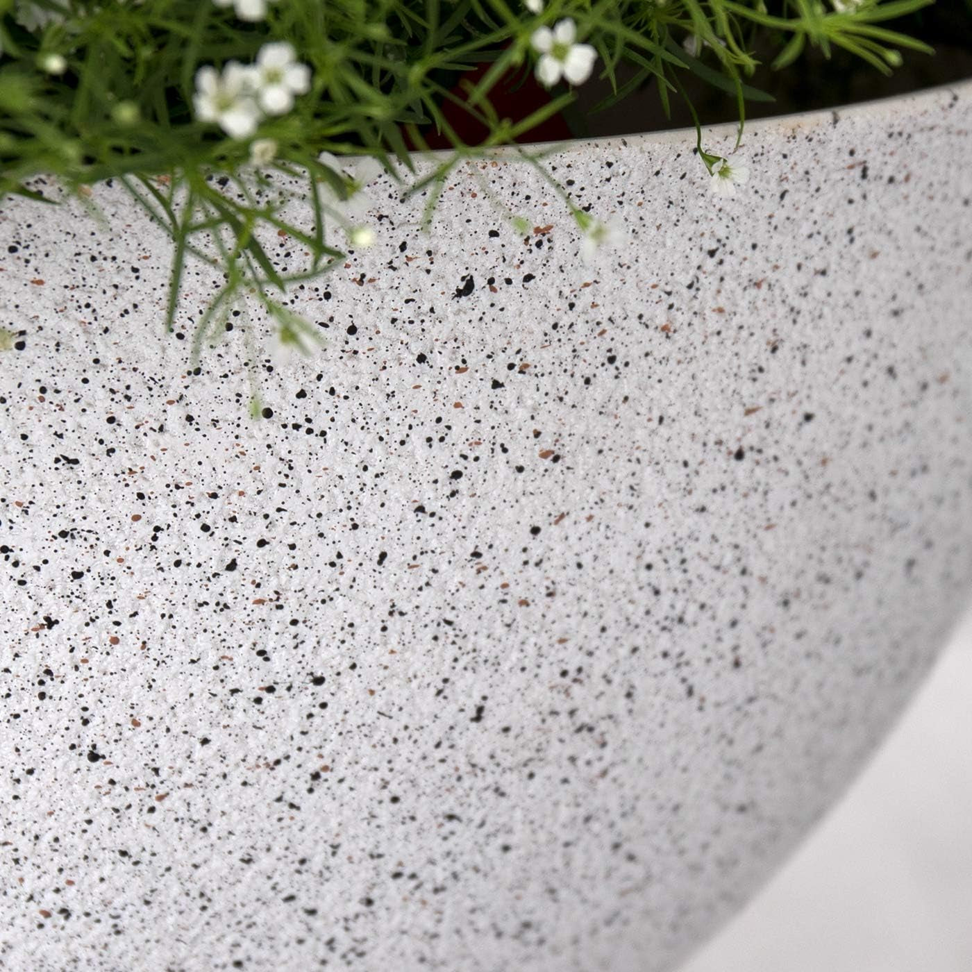 Large Outdoor Hanging Planters - Set of 2, 13-Inch Speckled White Flower Pots