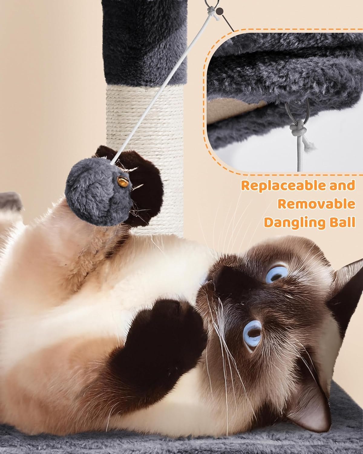 Yaheetech 63-Inch Large Cat Tree for Heavy Cats up to 22 lbs, Stable Design with Condo and Hammock, Space-Saving Solution for Indoor Multi-Pet Homes, Reduces Furniture Scratching