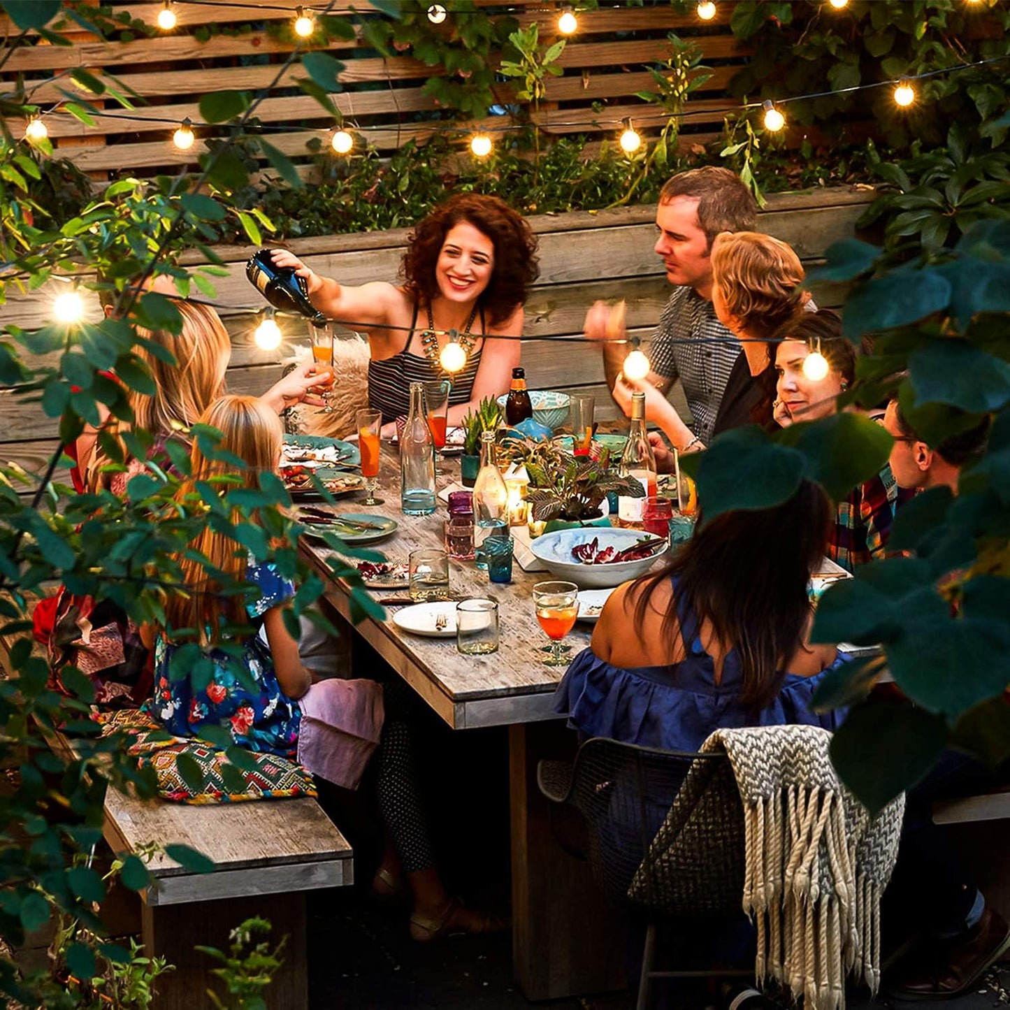 50FT Shatterproof LED G40 Globe String Lights with 52 Dimmable Edison Bulbs - Waterproof Outdoor Patio Lighting for Weddings, Parties, and Cafes