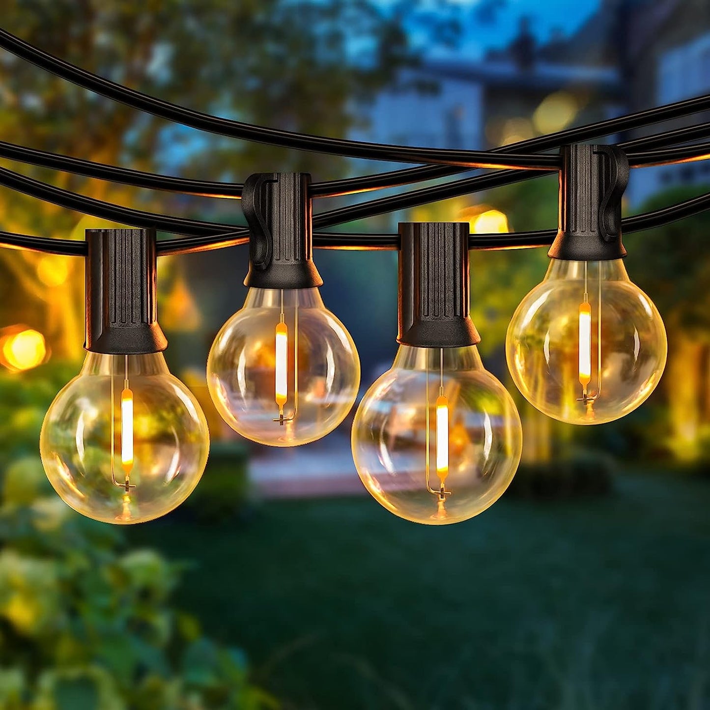 50FT Shatterproof LED G40 Globe String Lights with 52 Dimmable Edison Bulbs - Waterproof Outdoor Patio Lighting for Weddings, Parties, and Cafes