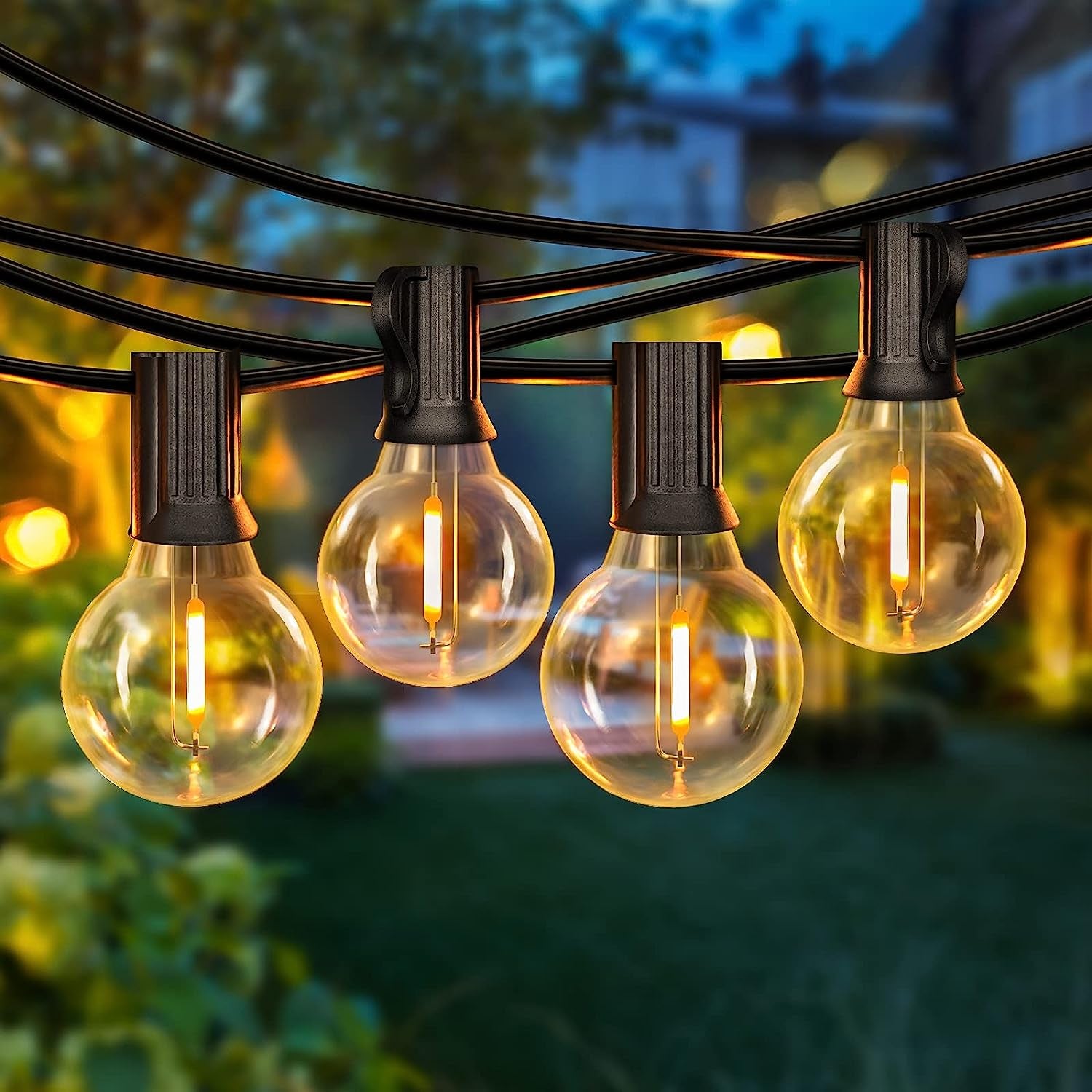 50FT Shatterproof LED G40 Globe String Lights with 52 Dimmable Edison Bulbs - Waterproof Outdoor Patio Lighting for Weddings, Parties, and Cafes