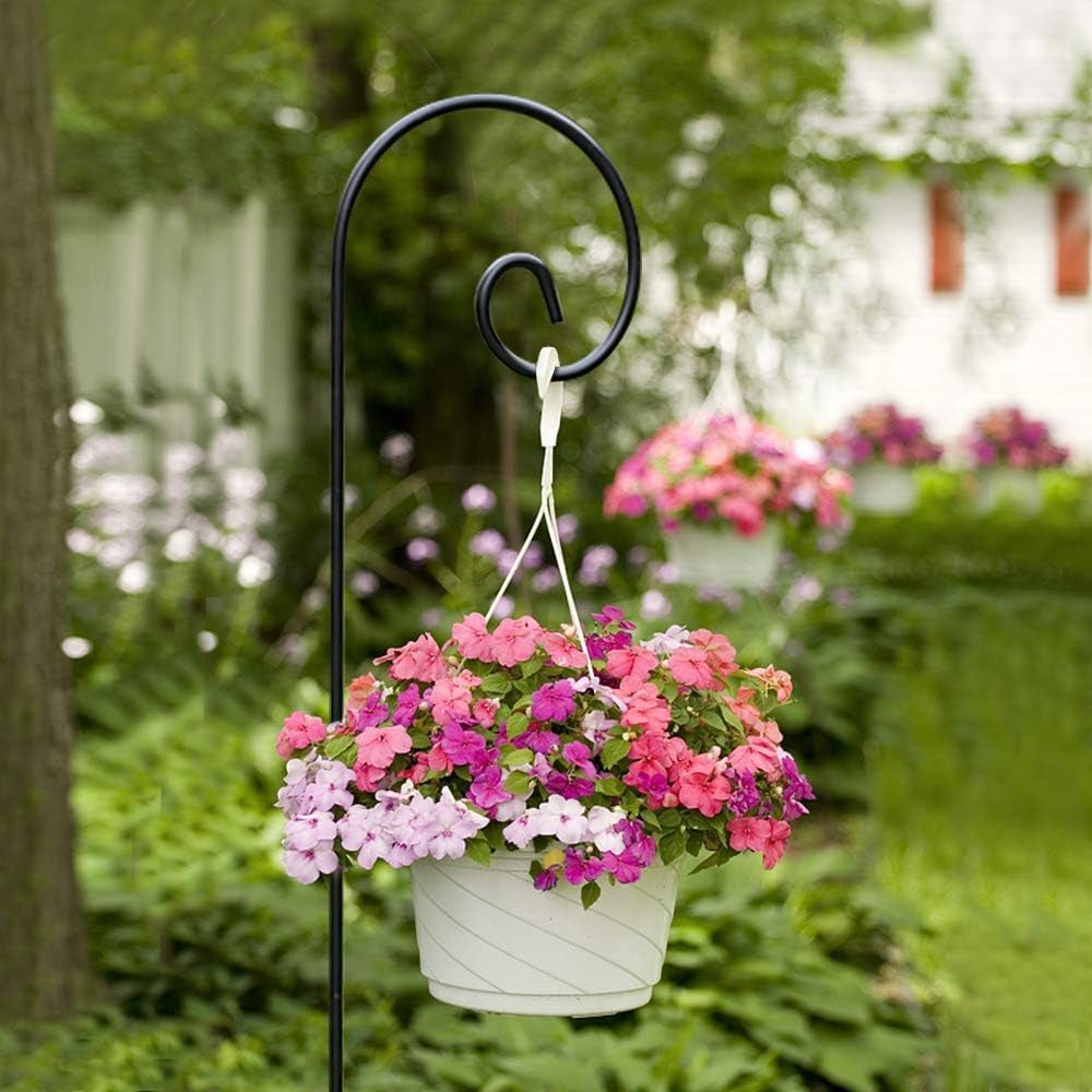 48-Inch Heavy-Duty Shepherd Hooks - Set of 2, No Assembly Required, Ideal for Garden Plants, Bird Feeders, Lanterns, and Wedding Decor