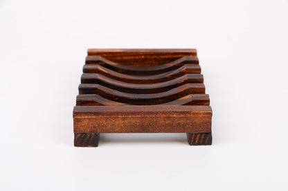 Wooden Soap Dish and Holder Tray for Bathroom and Kitchen - Handcrafted Rectangular Design for Soap, Sponges, and More (1 Pack)
