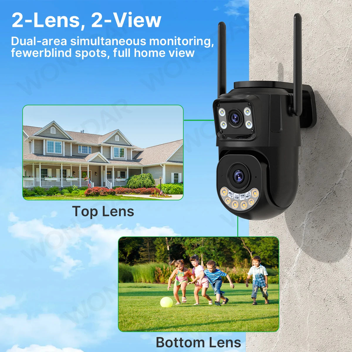 High-Performance Dual Lens WiFi PTZ Security Camera with Auto Tracking for Outdoor Surveillance and Dual Band Connectivity