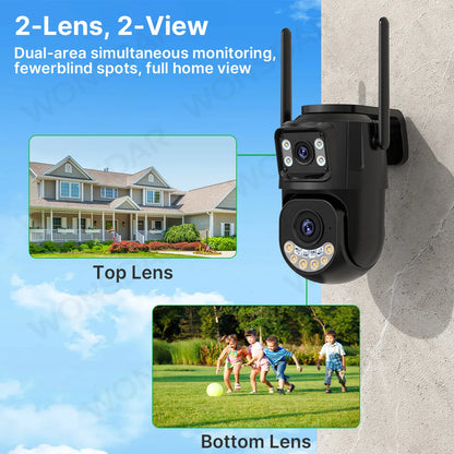 High-Performance Dual Lens WiFi PTZ Security Camera with Auto Tracking for Outdoor Surveillance and Dual Band Connectivity
