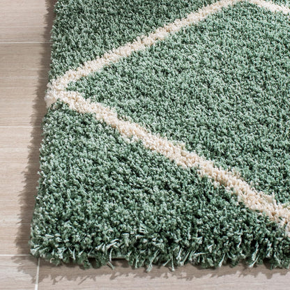 SAFAVIEH Hudson Shag Collection 7' Square Area Rug in Green & Ivory, Modern Trellis Design, Non-Shedding, Easy Care, 2-Inch Thickness, Ideal for High Traffic Areas in Living Room and Bedroom (SGH281Y)