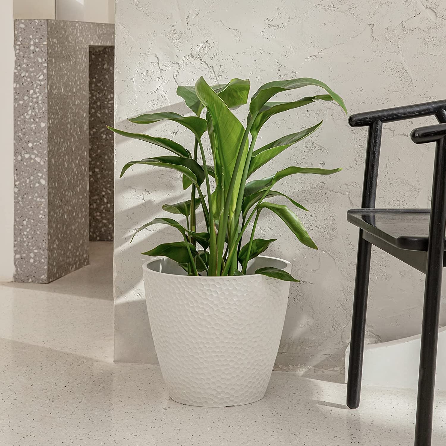 14-Inch Large Modern White Honeycomb Planter for Indoor and Outdoor House Plants