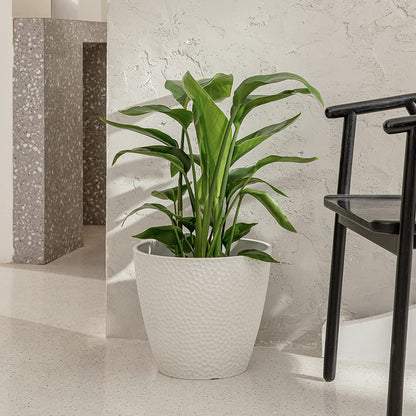 14-Inch Large Modern White Honeycomb Planter for Indoor and Outdoor House Plants