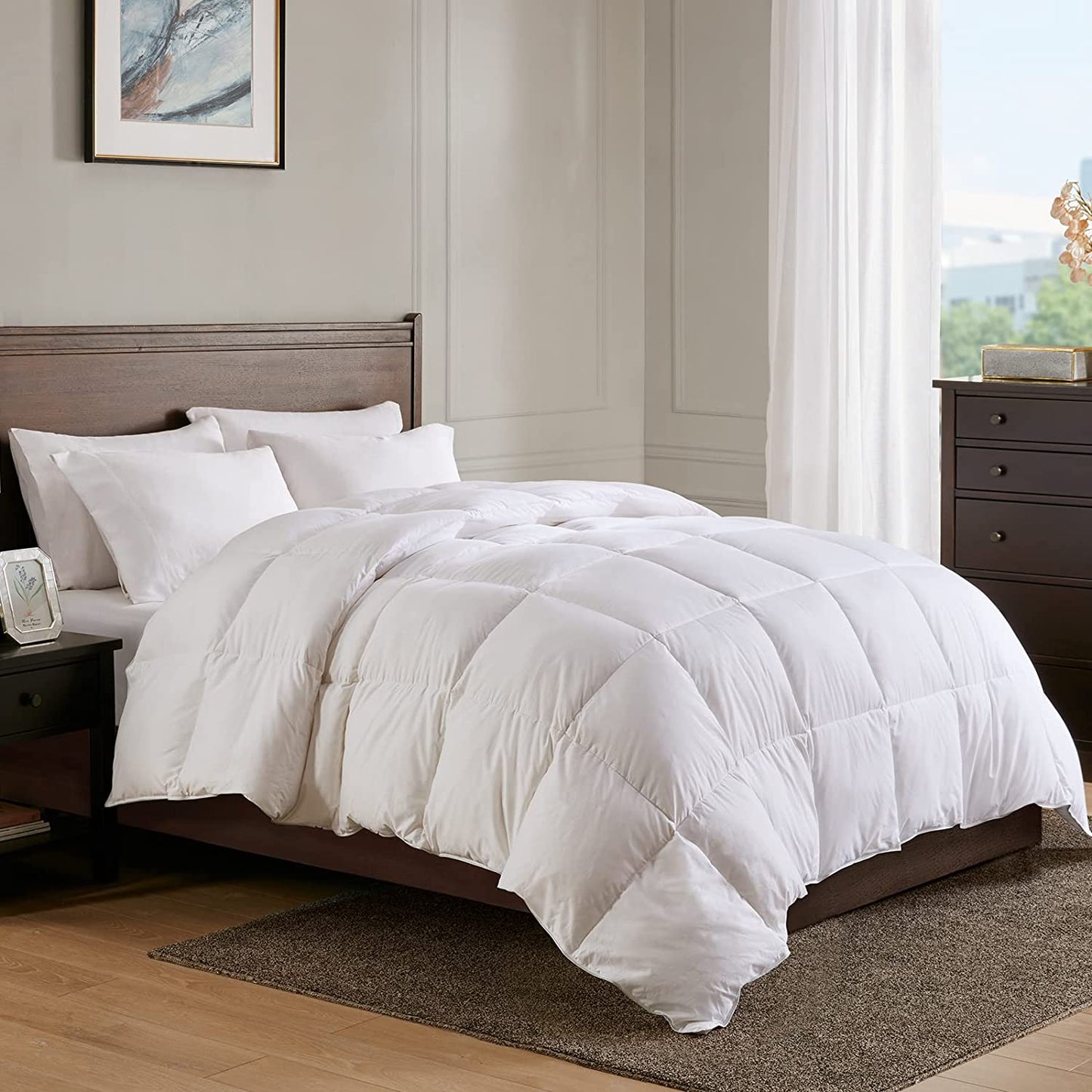 California King Size Ultra-Soft Luxury Down Feather Comforter - High Fill-Power Hotel-Style Winter Duvet Insert for Colder Weather (104x96, White)