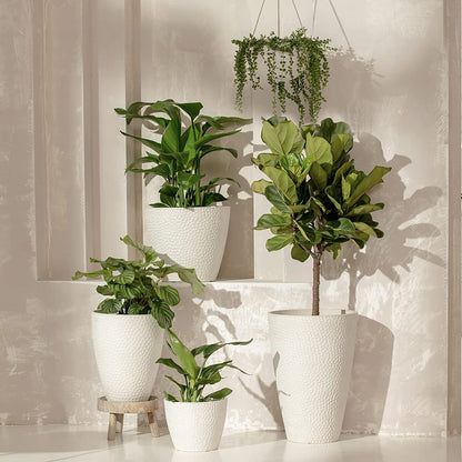 14-Inch Large Modern White Honeycomb Planter for Indoor and Outdoor House Plants