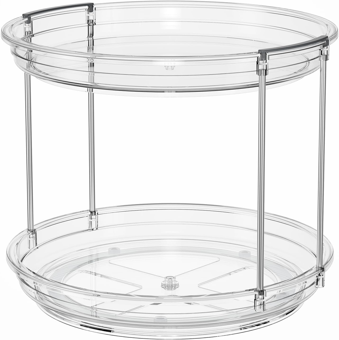 2-Tier Rotating Lazy Susan Turntable Organizer - 9.25'' Clear Spice Rack for Kitchen, Pantry, Bathroom, and Vanity Storage