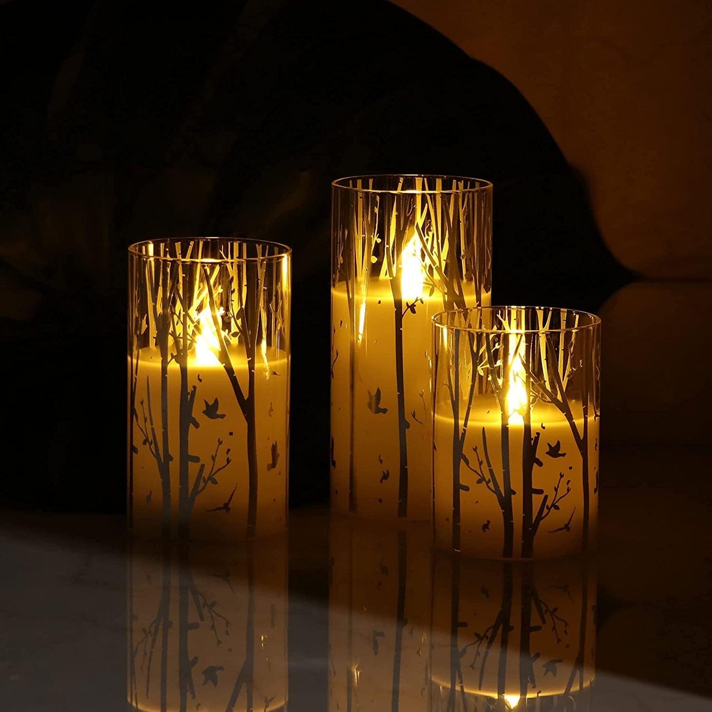 Birch Design Battery-Operated LED Flameless Pillar Candles with Timer - Spring & Summer Decor, Includes 6 Batteries
