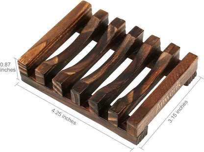 Wooden Soap Dish and Holder Tray for Bathroom and Kitchen - Handcrafted Rectangular Design for Soap, Sponges, and More (1 Pack)