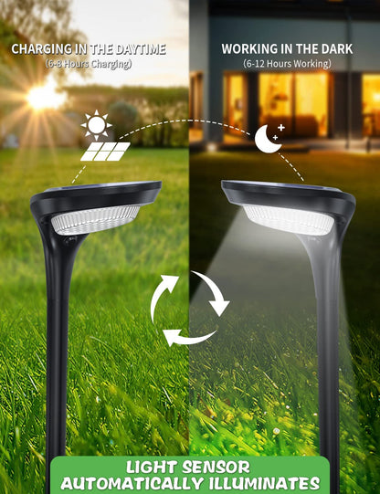 Outdoor Solar Pathway Lights - 4 Pack, 150 Lumens, Waterproof IP65, Dual Color Modes for Landscape, Walkway, Driveway, Garden, and Patio