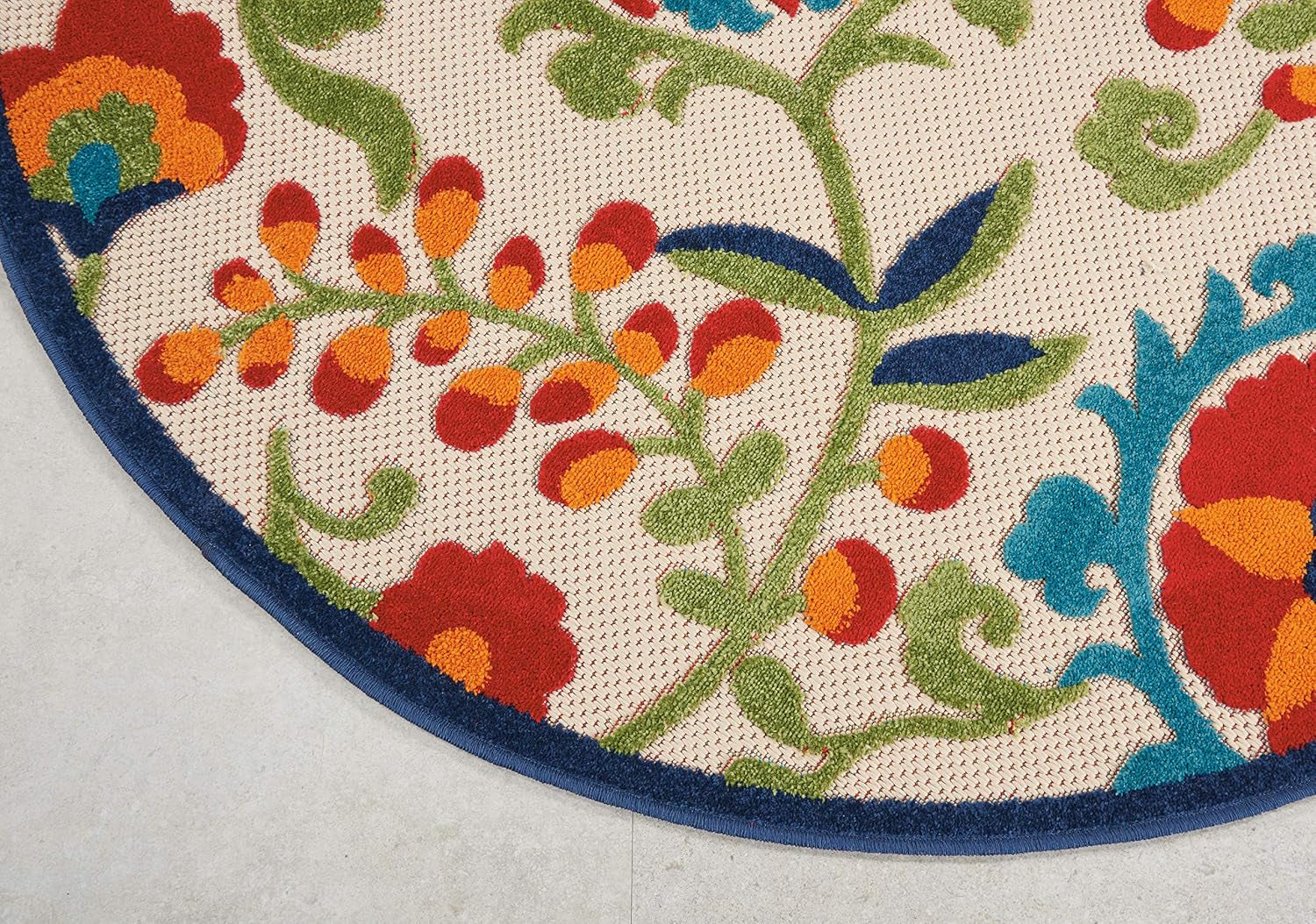 Home Aloha Multicolor 4' Round Area Rug - Easy to Clean, Non-Shedding, Ideal for Bedroom, Living Room, Dining Room, and Kitchen