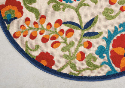 Home Aloha Multicolor 4' Round Area Rug - Easy to Clean, Non-Shedding, Ideal for Bedroom, Living Room, Dining Room, and Kitchen