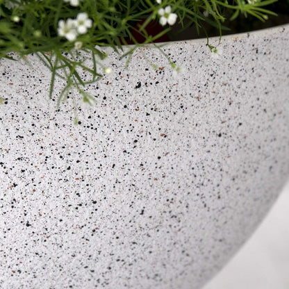Large Outdoor Hanging Planters - Set of 2, 13-Inch Speckled White Flower Pots