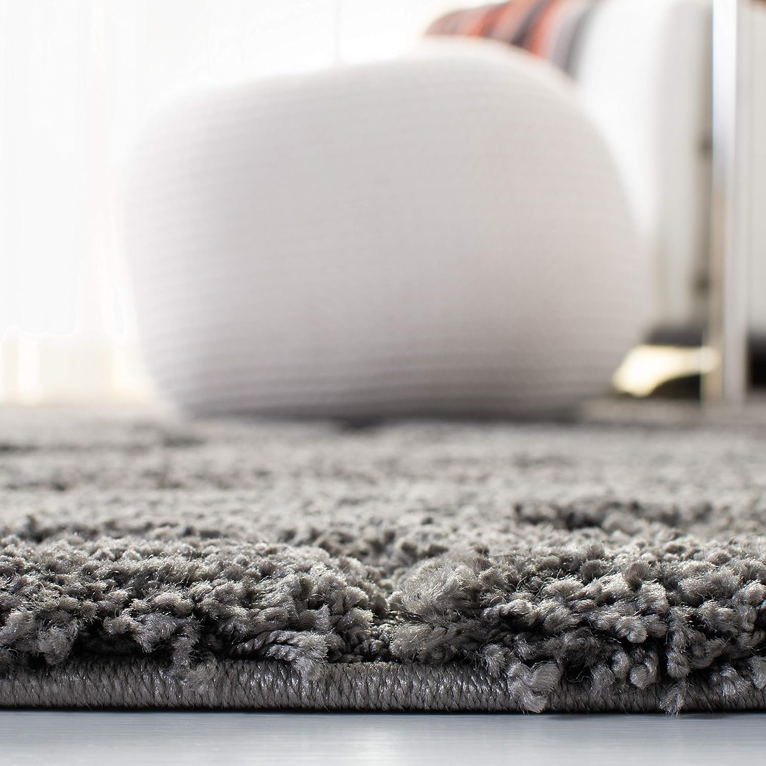 SAFAVIEH Florida Shag Collection 6'7" Square Area Rug in Grey with Scroll Design, Non-Shedding, Easy to Clean, High-Low Plush Pile, Perfect for Living Room, Bedroom, and Dining Areas (SG455-8013)