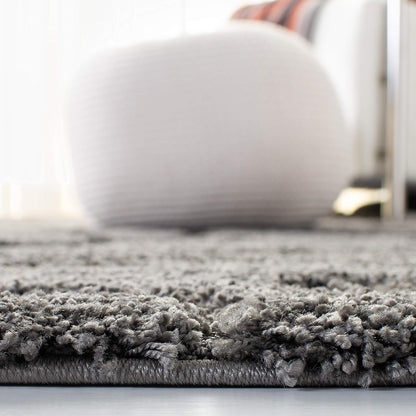 SAFAVIEH Florida Shag Collection 6'7" Square Area Rug in Grey with Scroll Design, Non-Shedding, Easy to Clean, High-Low Plush Pile, Perfect for Living Room, Bedroom, and Dining Areas (SG455-8013)