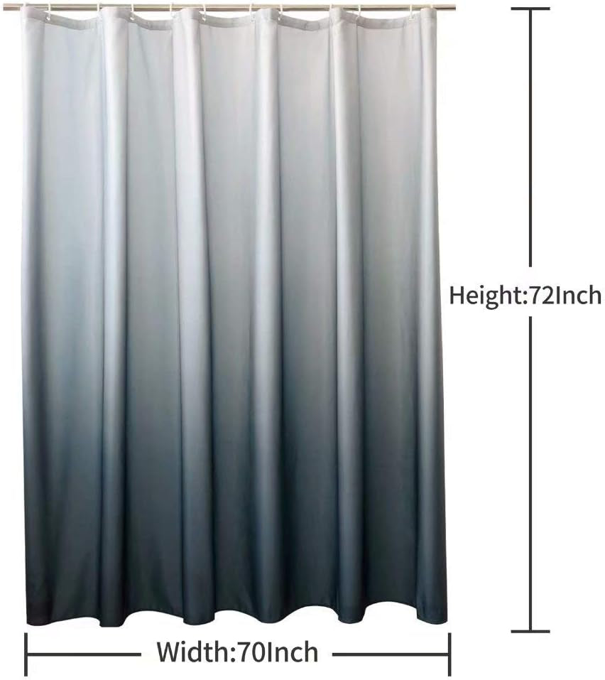 Grey Ombre Water-Resistant Shower Curtains for Bathroom - Decorative Curtain Set with 12 Hooks, 70 x 84 Inches