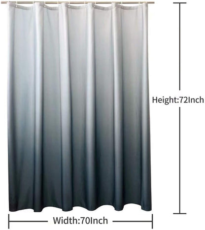 Grey Ombre Water-Resistant Shower Curtains for Bathroom - Decorative Curtain Set with 12 Hooks, 70 x 84 Inches