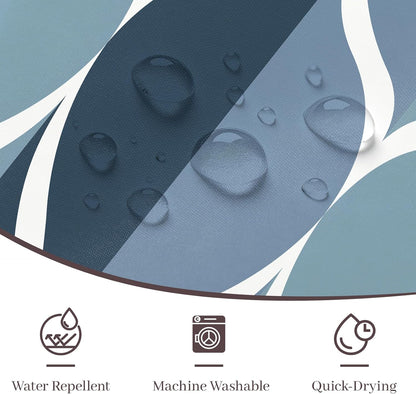 Aegean Blue Waterproof Polyester Bath Shower Curtain, 54" W x 72" H, Quick-Drying Heavyweight Design, Stall Size, Machine Washable with 8 Hooks