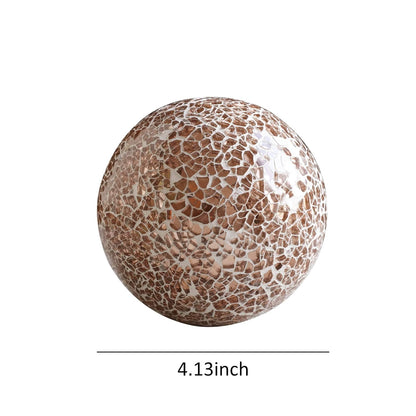 Set of 3 Rose Gold Glass Mosaic Decorative Balls - 4" Diameter Table Centerpiece for Coffee Table and Home Decor