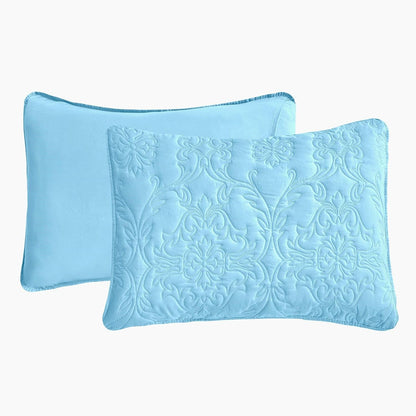Sophia and William 3-Piece Reversible Microfiber Quilt Set for Queen/Full Size Beds, Includes 1 Quilt and 2 Pillow Shams, Lightweight, Cozy, and Hypoallergenic in Light Blue
