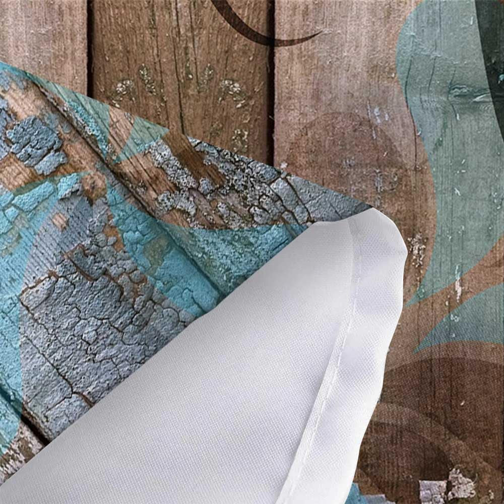 Rustic Teal Turquoise Dahlia Floral Shower Curtain Set, Country Blue Wild Garden Design, Includes Hooks, 69x70 Inches