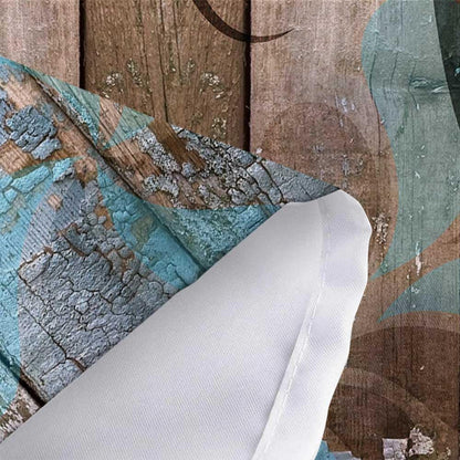Rustic Teal Turquoise Dahlia Floral Shower Curtain Set, Country Blue Wild Garden Design, Includes Hooks, 69x70 Inches
