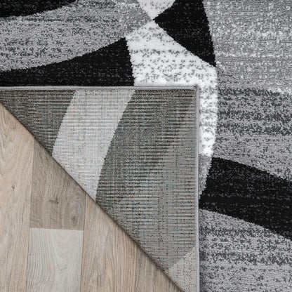 Contemporary Abstract Circles Area Rug for High Traffic Spaces - 6'6" x 9', Gray