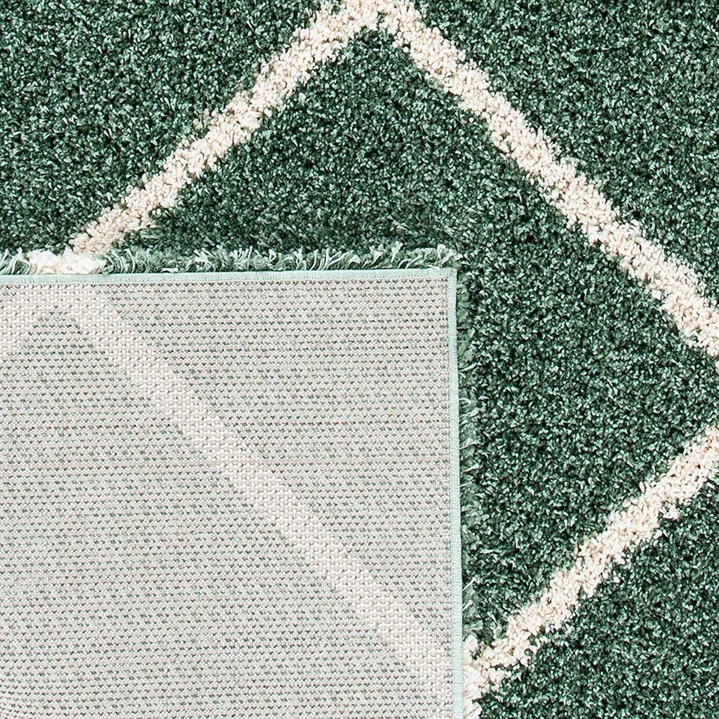 SAFAVIEH Hudson Shag Collection 7' Square Area Rug in Green & Ivory, Modern Trellis Design, Non-Shedding, Easy Care, 2-Inch Thickness, Ideal for High Traffic Areas in Living Room and Bedroom (SGH281Y)