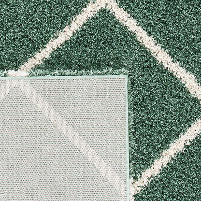 SAFAVIEH Hudson Shag Collection 7' Square Area Rug in Green & Ivory, Modern Trellis Design, Non-Shedding, Easy Care, 2-Inch Thickness, Ideal for High Traffic Areas in Living Room and Bedroom (SGH281Y)