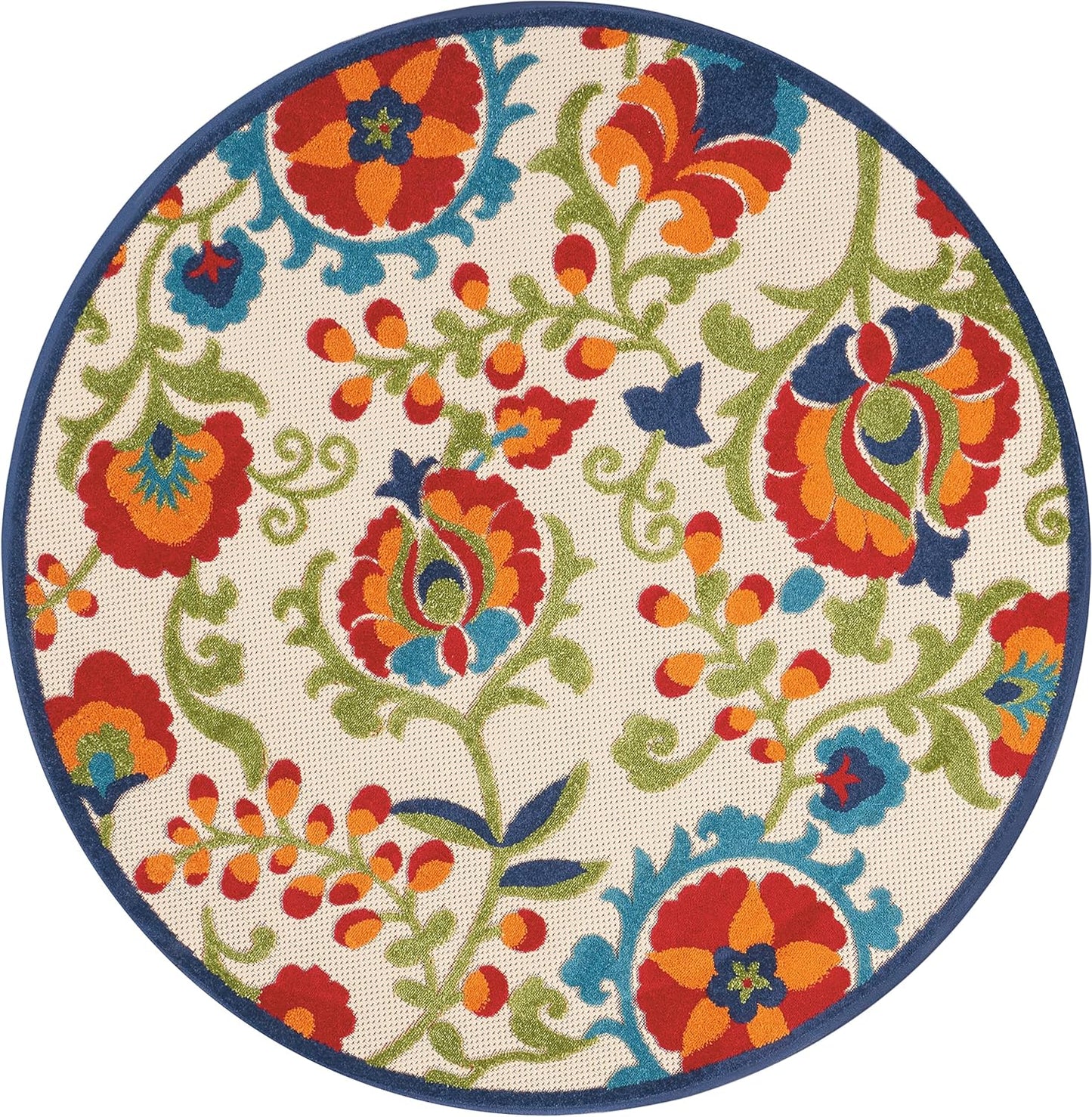 Home Aloha Multicolor 4' Round Area Rug - Easy to Clean, Non-Shedding, Ideal for Bedroom, Living Room, Dining Room, and Kitchen
