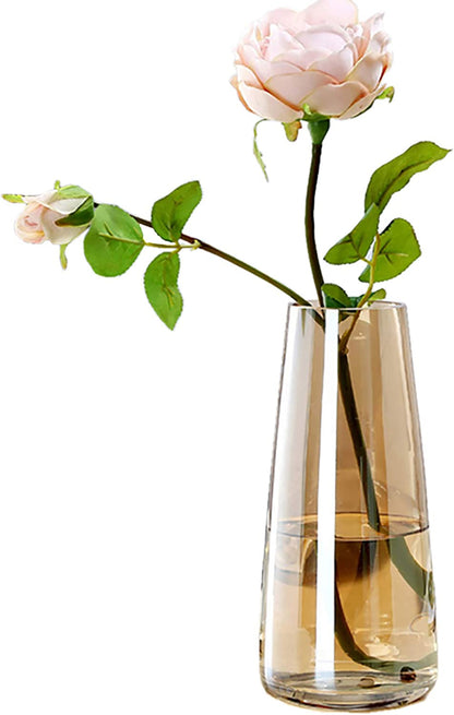 Contemporary Amber Crystal Glass Vase for Home and Office Decor
