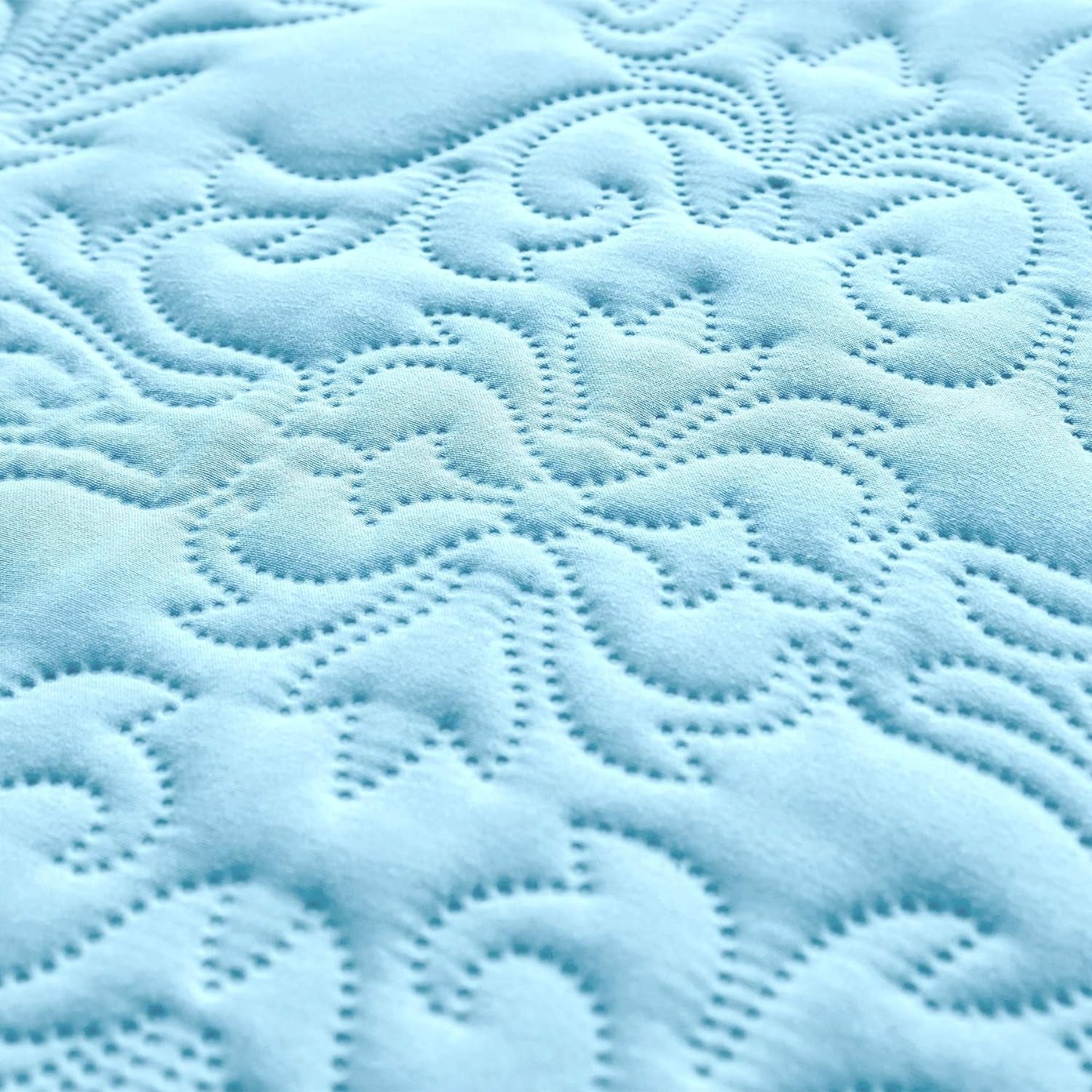 Sophia and William 3-Piece Reversible Microfiber Quilt Set for Queen/Full Size Beds, Includes 1 Quilt and 2 Pillow Shams, Lightweight, Cozy, and Hypoallergenic in Light Blue