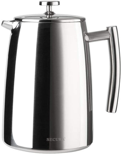 50-Ounce French Press Coffee Maker - Insulated 304 Stainless Steel with Additional Screen