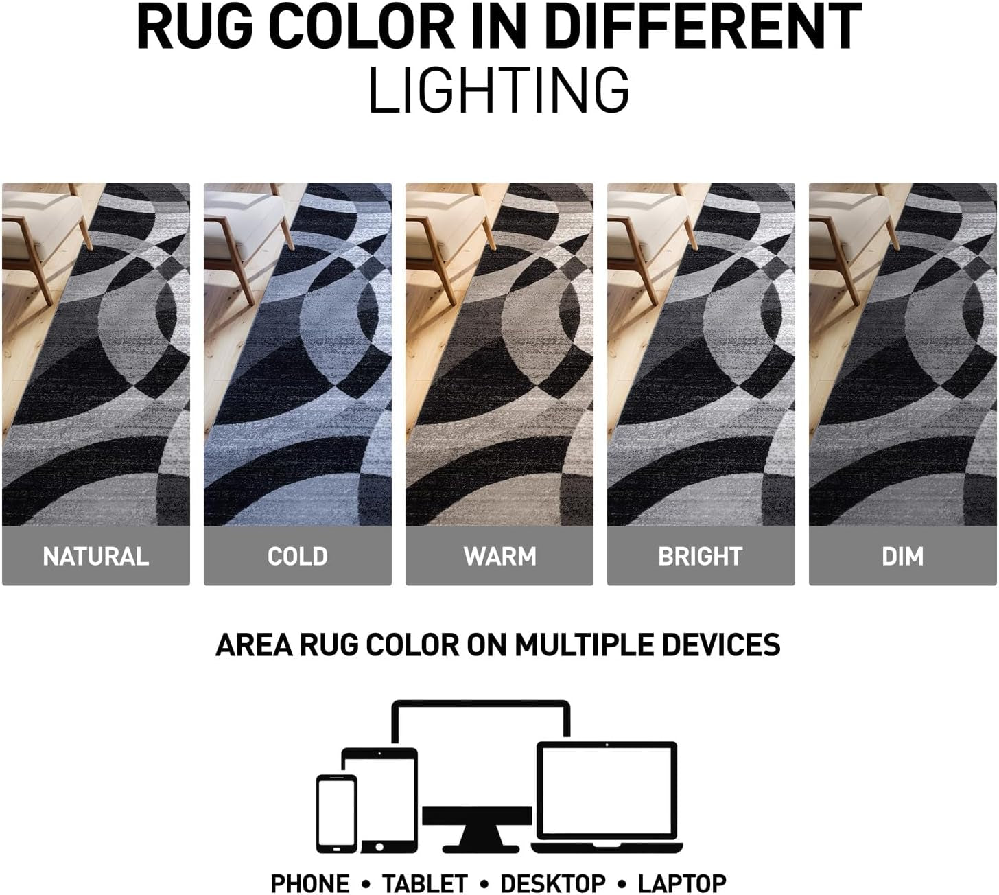 Contemporary Abstract Circles Area Rug for High Traffic Spaces - 6'6" x 9', Gray