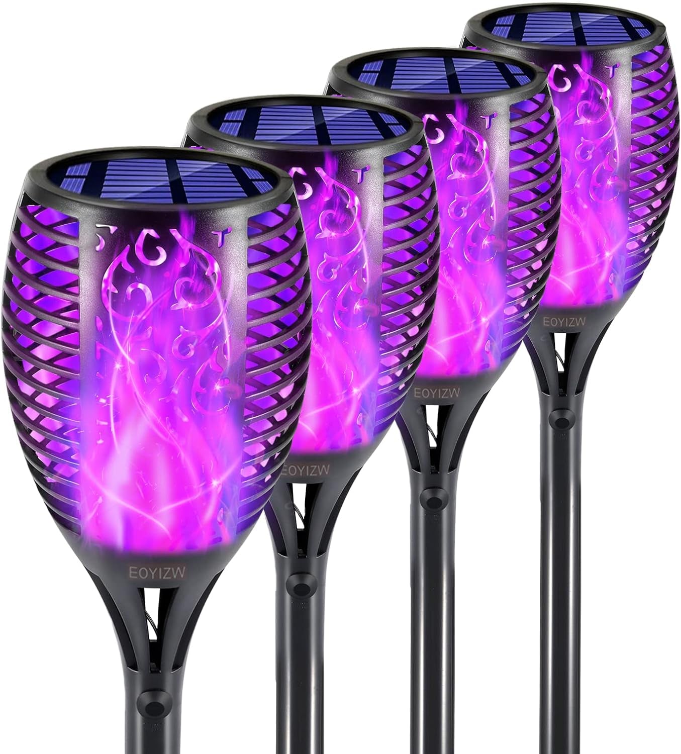 Premium 4-Pack Solar Outdoor Lights with 99 LEDs - IP65 Waterproof Purple Halloween Decorations for Garden, Patio, and Porch