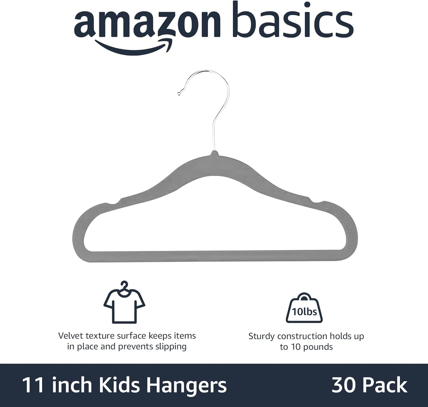 Space-Saving Velvet Non-Slip Hangers for Children - 30-Pack Gray Closet Organizers with Shoulder Notches, Ideal for Infants and Toddlers' Apparel