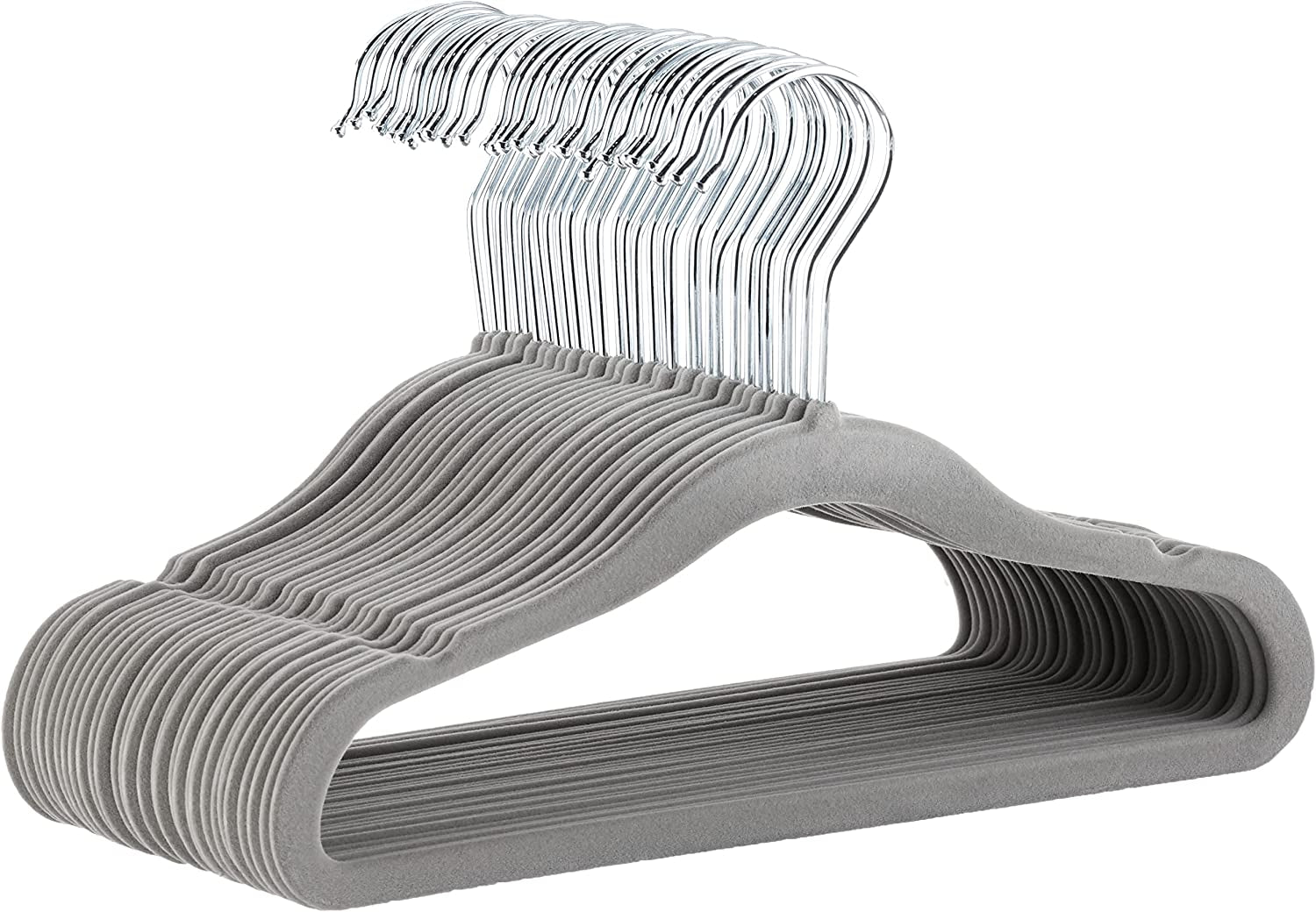 Space-Saving Velvet Non-Slip Hangers for Children - 30-Pack Gray Closet Organizers with Shoulder Notches, Ideal for Infants and Toddlers' Apparel