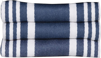 100% Cotton Kitchen Towels Set (3-Pack) - Highly Absorbent Dish Cloths (20”x30”) with Hanging Loop for Efficient Drying and Cleaning - Blue and White Design