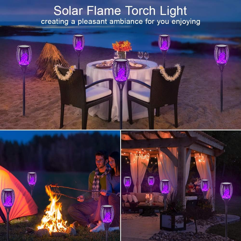 Premium 4-Pack Solar Outdoor Lights with 99 LEDs - IP65 Waterproof Purple Halloween Decorations for Garden, Patio, and Porch