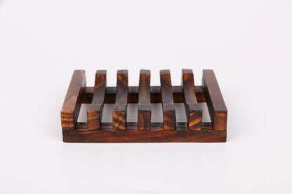 Wooden Soap Dish and Holder Tray for Bathroom and Kitchen - Handcrafted Rectangular Design for Soap, Sponges, and More (1 Pack)