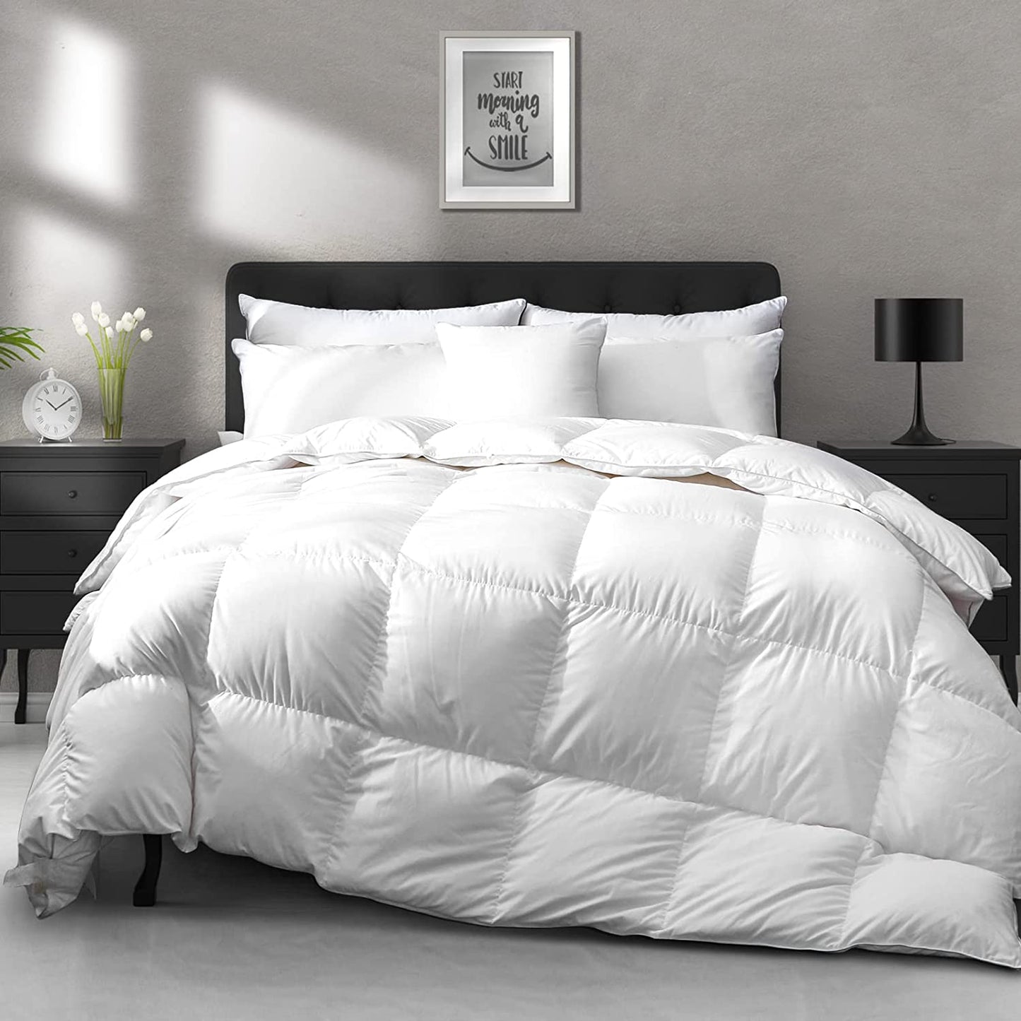 California King Size Ultra-Soft Luxury Down Feather Comforter - High Fill-Power Hotel-Style Winter Duvet Insert for Colder Weather (104x96, White)