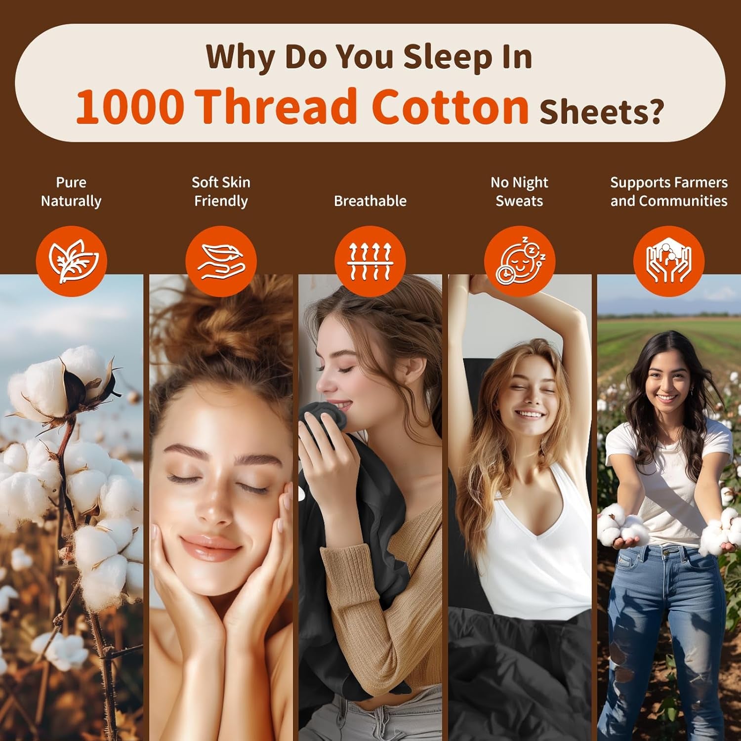 1000 Thread Count 100% Egyptian Cotton Twin Sheet Set, 3-Piece Deep Pocket Bedding Set, 16" Soft and Comfortable for All Seasons (Black)