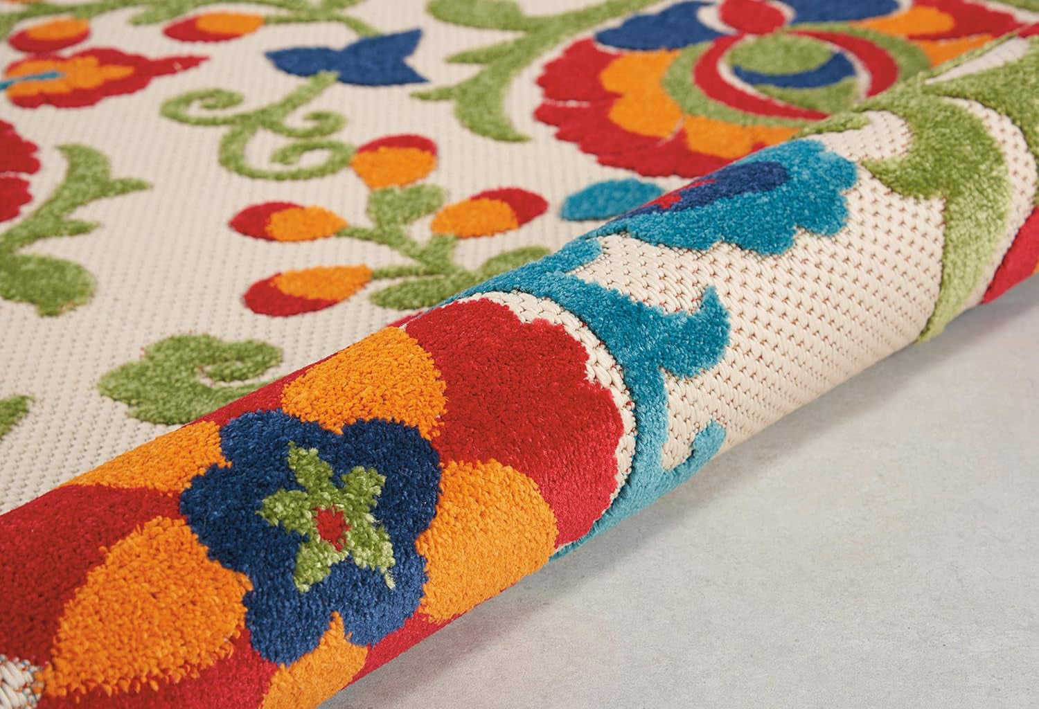 Home Aloha Multicolor 4' Round Area Rug - Easy to Clean, Non-Shedding, Ideal for Bedroom, Living Room, Dining Room, and Kitchen