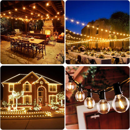 50FT Shatterproof LED G40 Globe String Lights with 52 Dimmable Edison Bulbs - Waterproof Outdoor Patio Lighting for Weddings, Parties, and Cafes