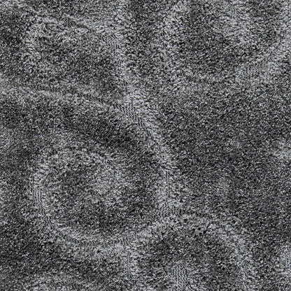 SAFAVIEH Florida Shag Collection 6'7" Square Area Rug in Grey with Scroll Design, Non-Shedding, Easy to Clean, High-Low Plush Pile, Perfect for Living Room, Bedroom, and Dining Areas (SG455-8013)